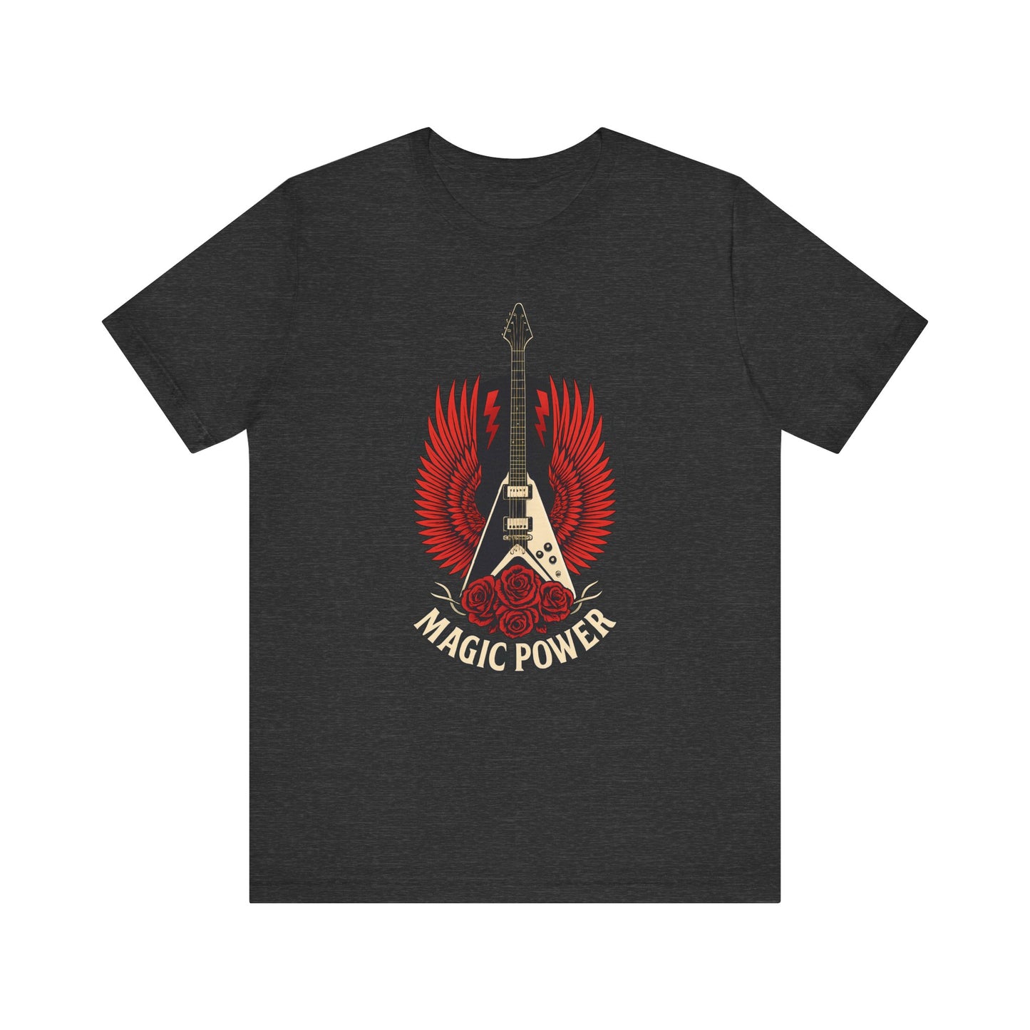 Magic Power Flying V Guitar T-Shirt – Rock Hard, Shred Harder! Soft, Unisex