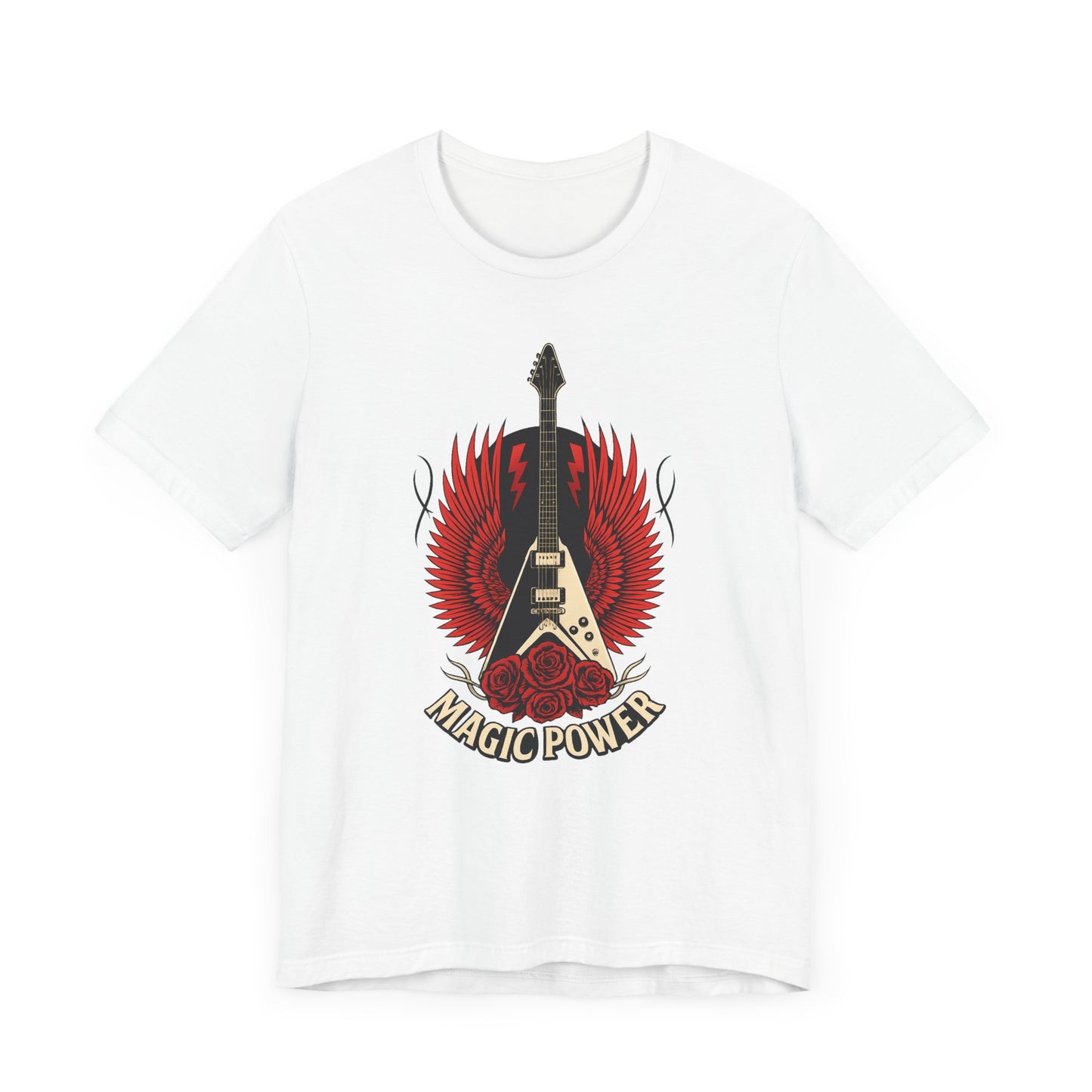 Magic Power Flying V Guitar T-Shirt – Rock Hard, Shred Harder! Soft, Unisex