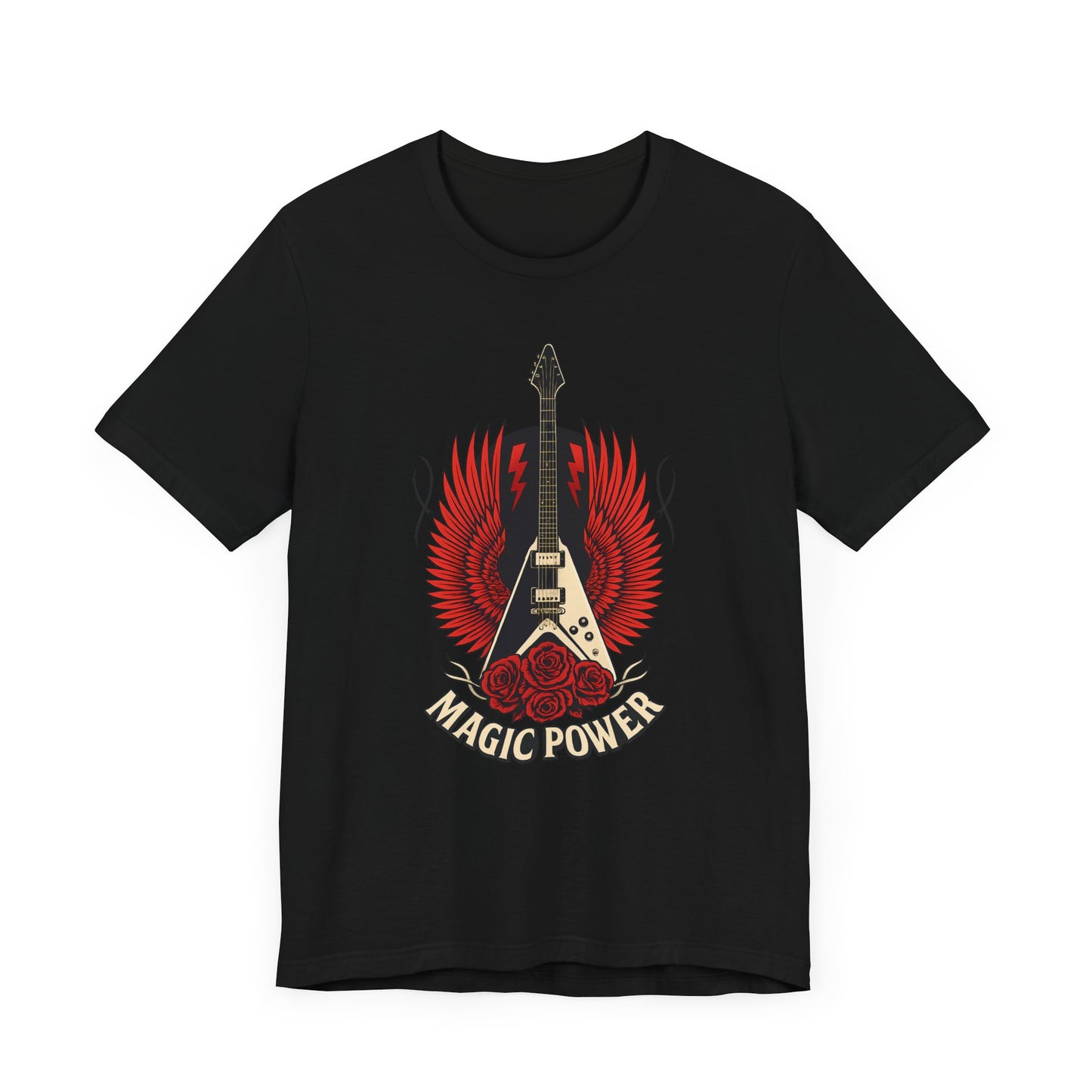Magic Power Flying V Guitar T-Shirt – Rock Hard, Shred Harder! Soft, Unisex