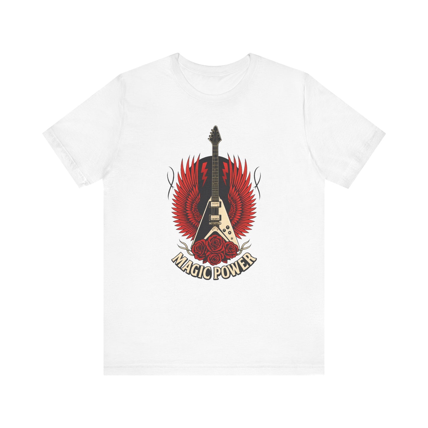 Magic Power Flying V Guitar T-Shirt – Rock Hard, Shred Harder! Soft, Unisex