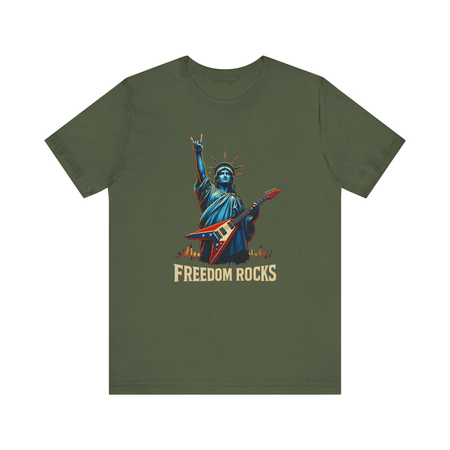 Freedom Rocks™ Statue of Liberty Guitar Tee – USA Patriotic Rock Shirt