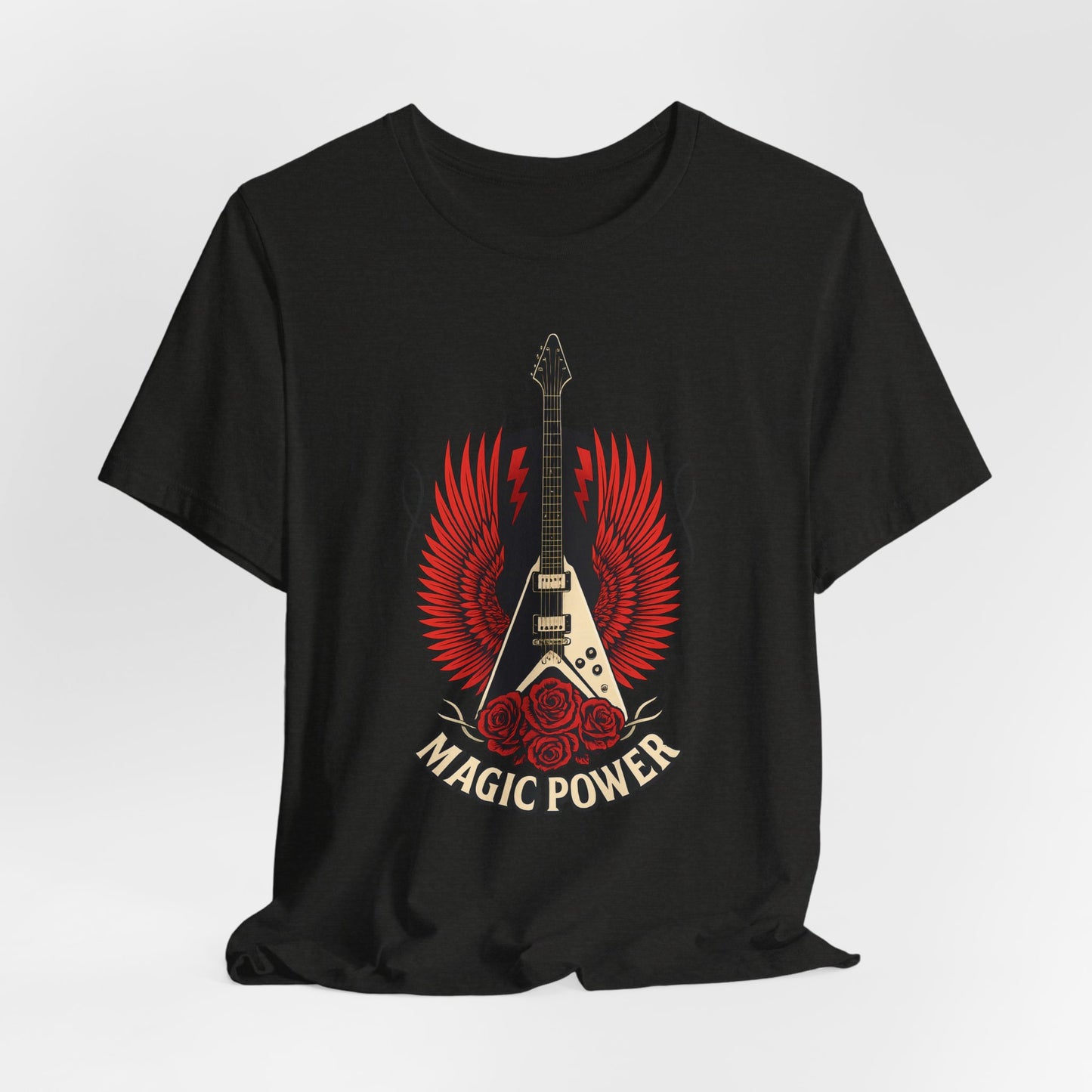 Magic Power Flying V Guitar T-Shirt – Rock Hard, Shred Harder! Soft, Unisex
