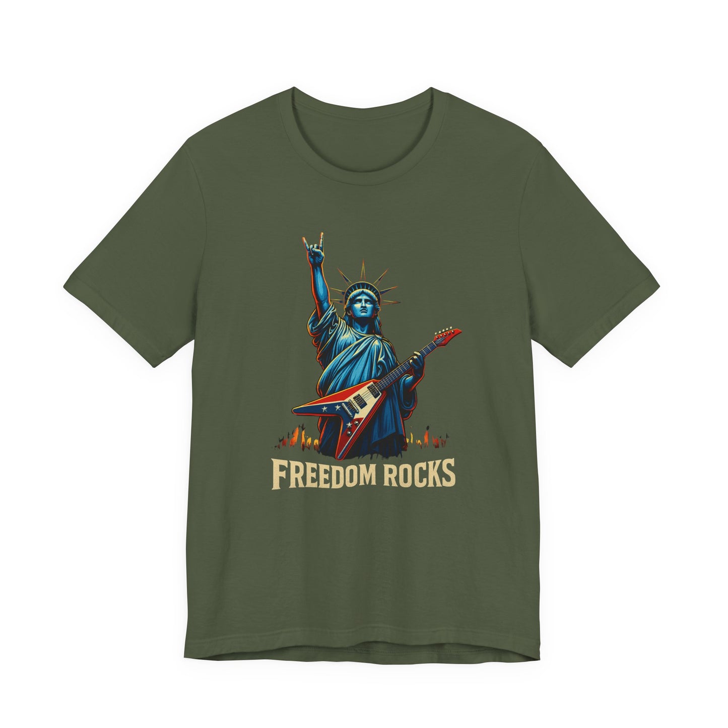 Freedom Rocks™ Statue of Liberty Guitar Tee – USA Patriotic Rock Shirt