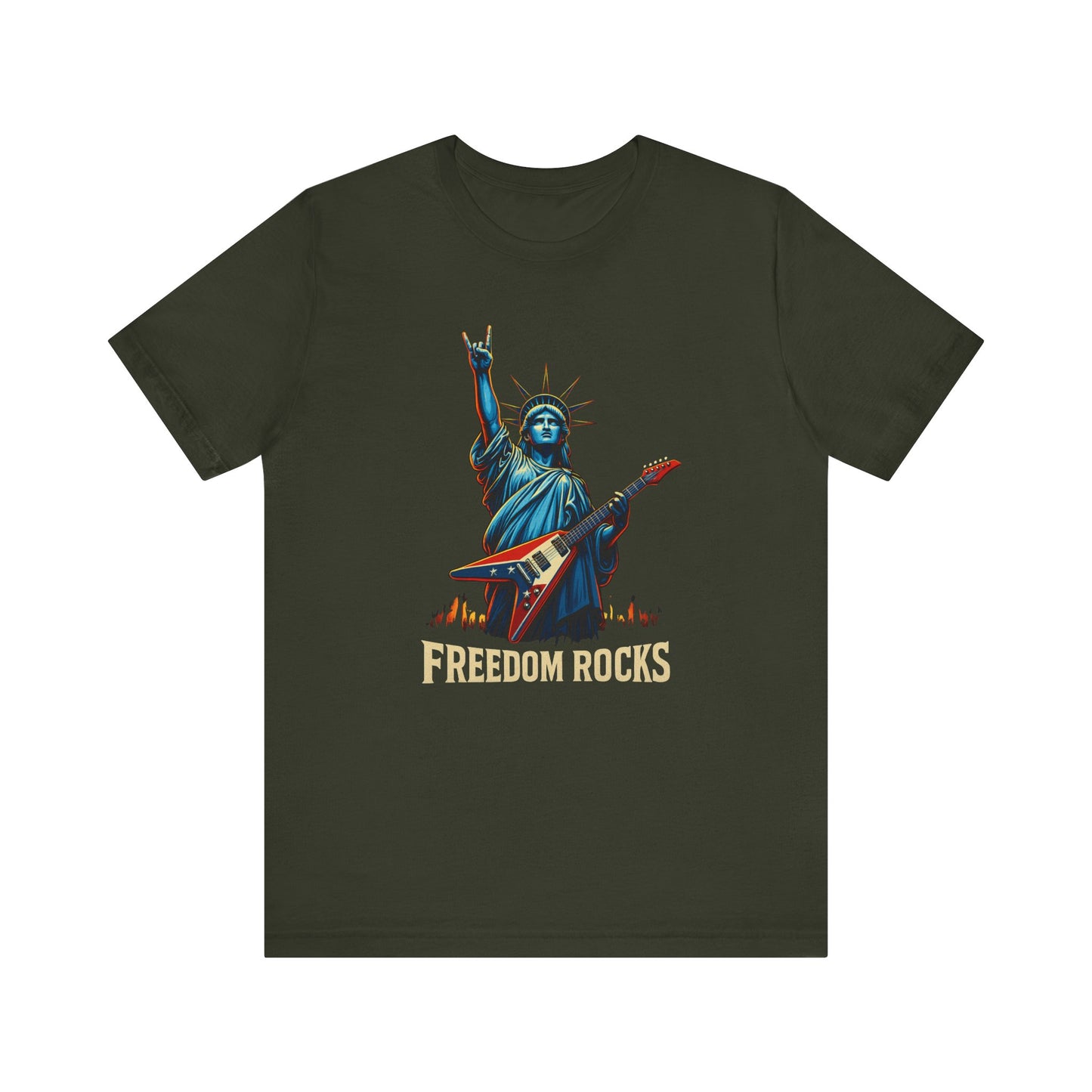 Freedom Rocks™ Statue of Liberty Guitar Tee – USA Patriotic Rock Shirt