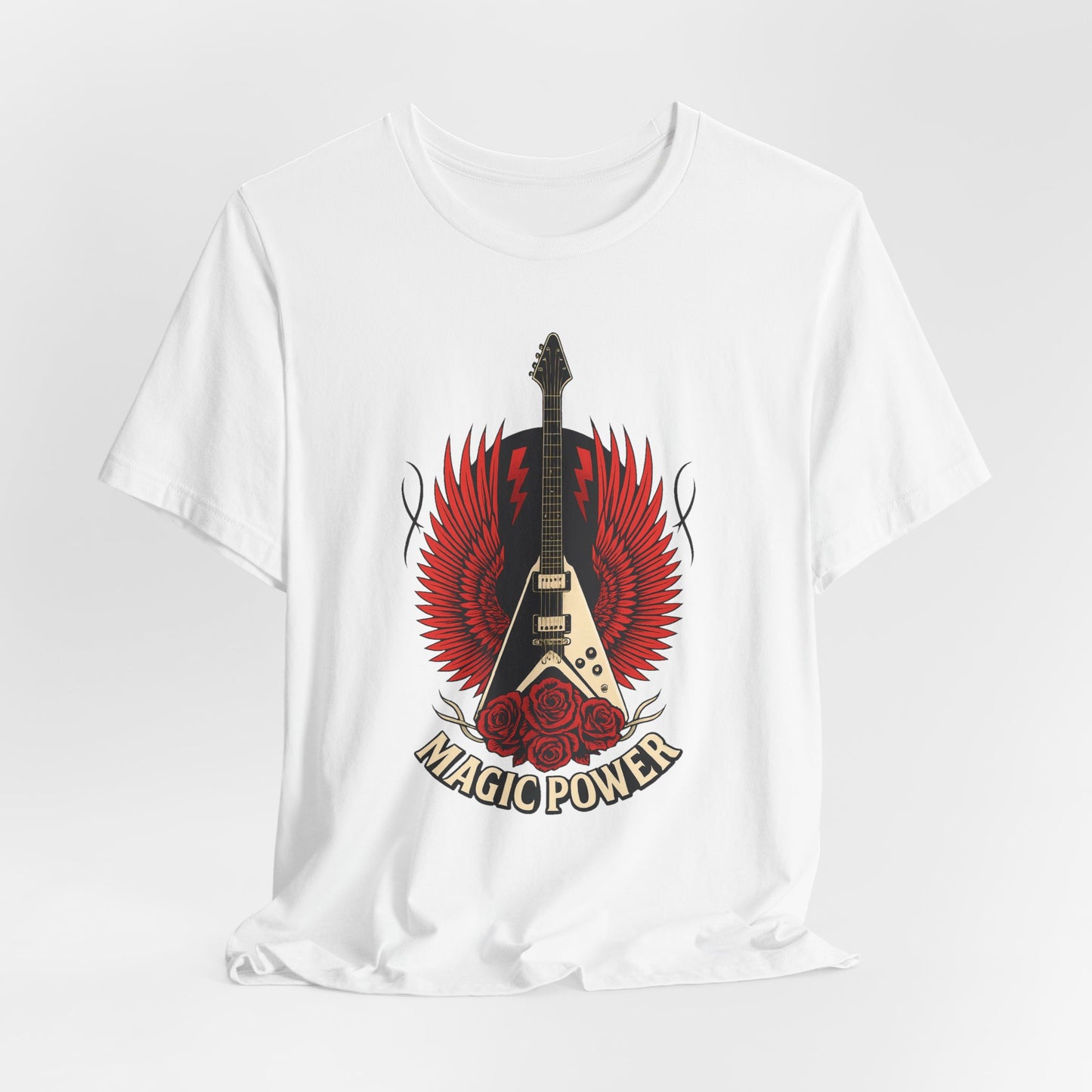 Magic Power Flying V Guitar T-Shirt – Rock Hard, Shred Harder! Soft, Unisex