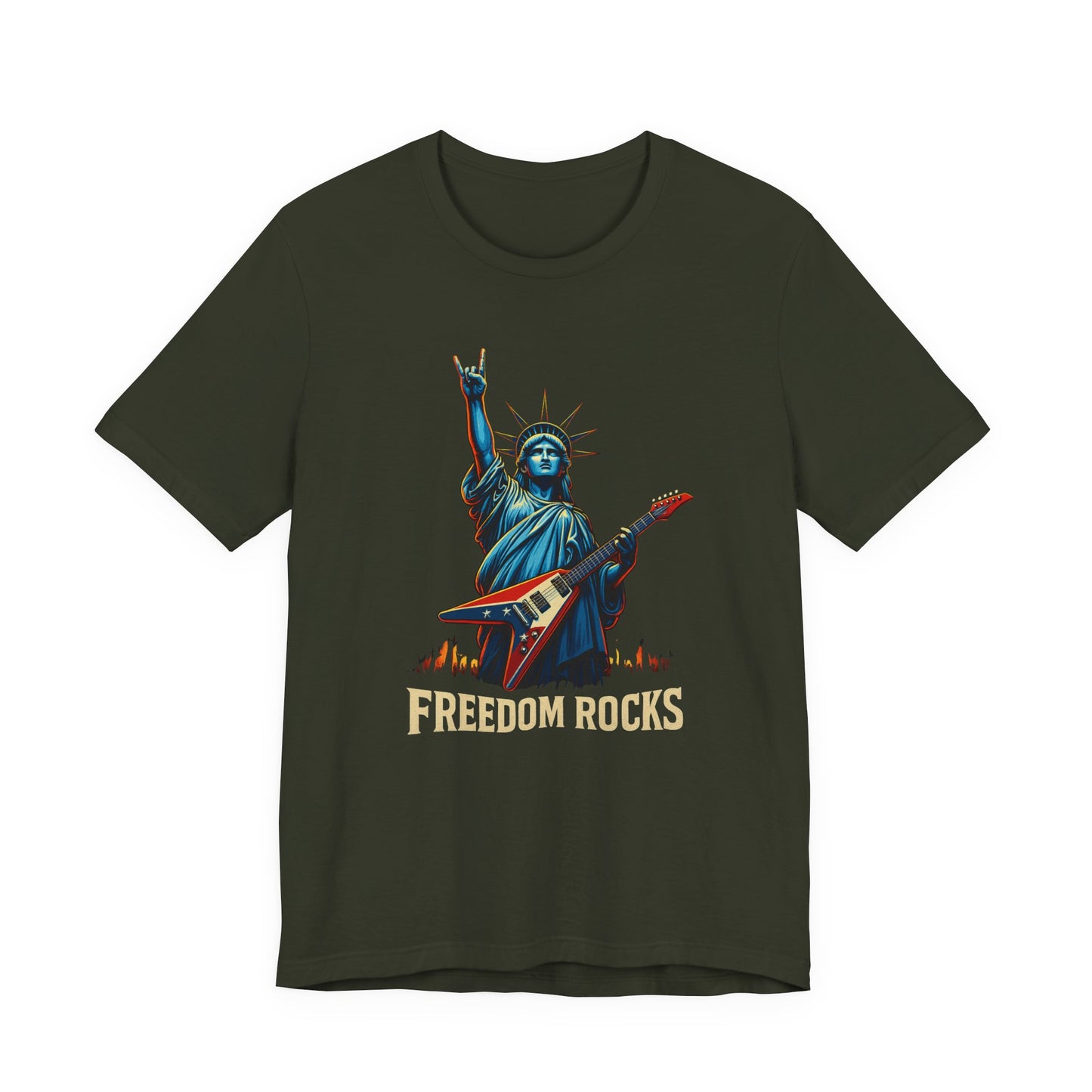 Freedom Rocks™ Statue of Liberty Guitar Tee – USA Patriotic Rock Shirt