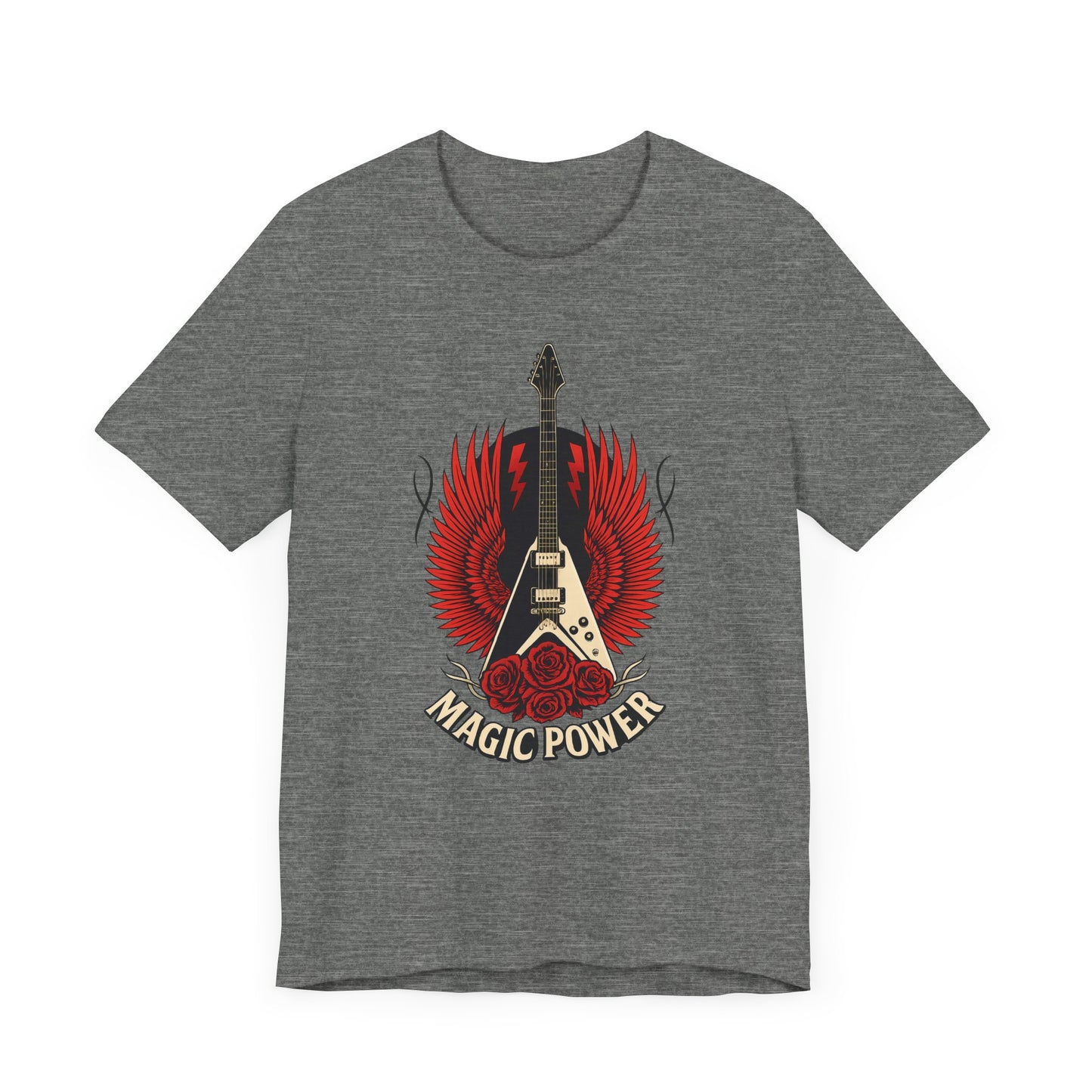 Magic Power Flying V Guitar T-Shirt – Rock Hard, Shred Harder! Soft, Unisex