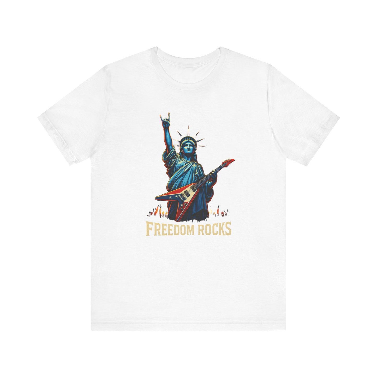 Freedom Rocks™ Statue of Liberty Guitar Tee – USA Patriotic Rock Shirt