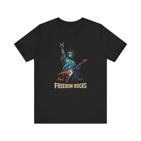 Freedom Rocks™ Statue of Liberty Guitar Tee – USA Patriotic Rock Shirt