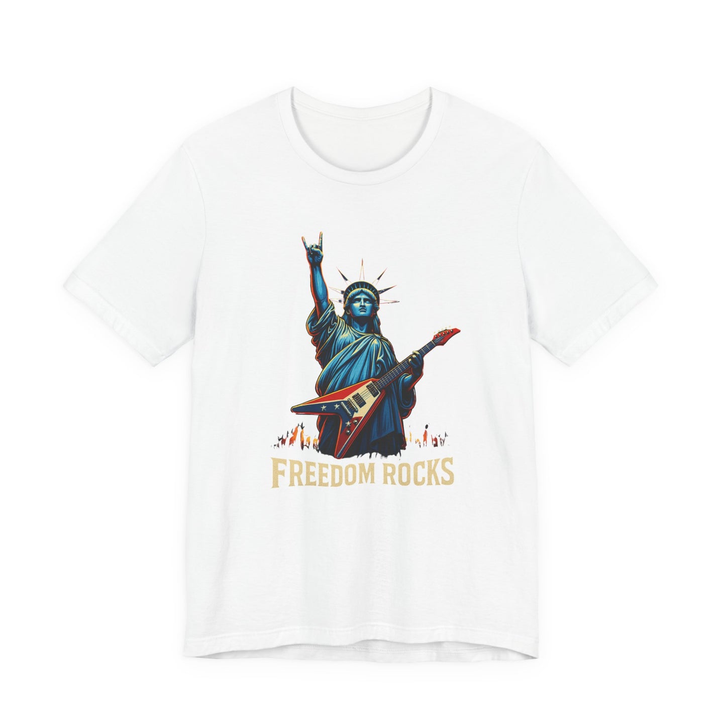 Freedom Rocks™ Statue of Liberty Guitar Tee – USA Patriotic Rock Shirt