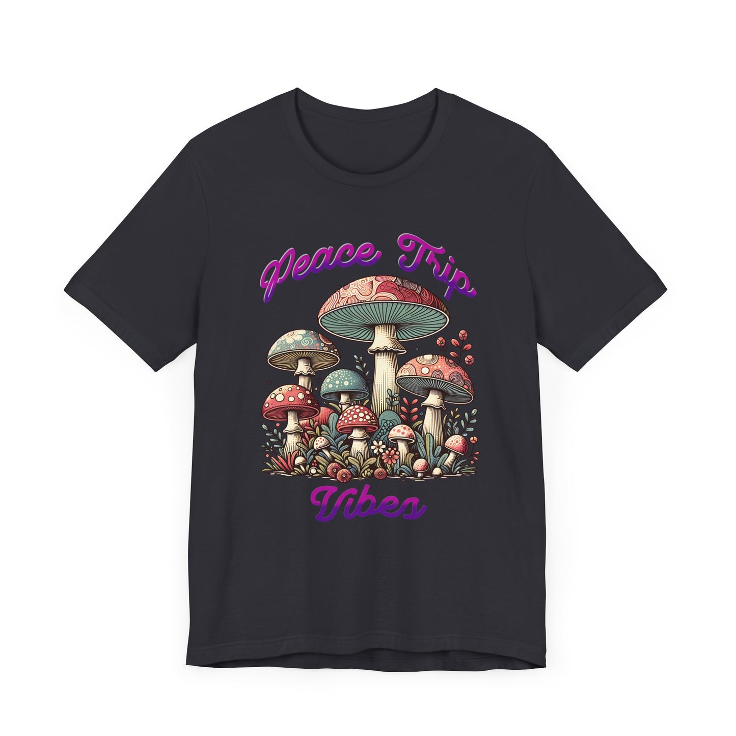 Peace Trip Vibes Unisex Jersey Tee - Retro Mushroom Graphic T-Shirt