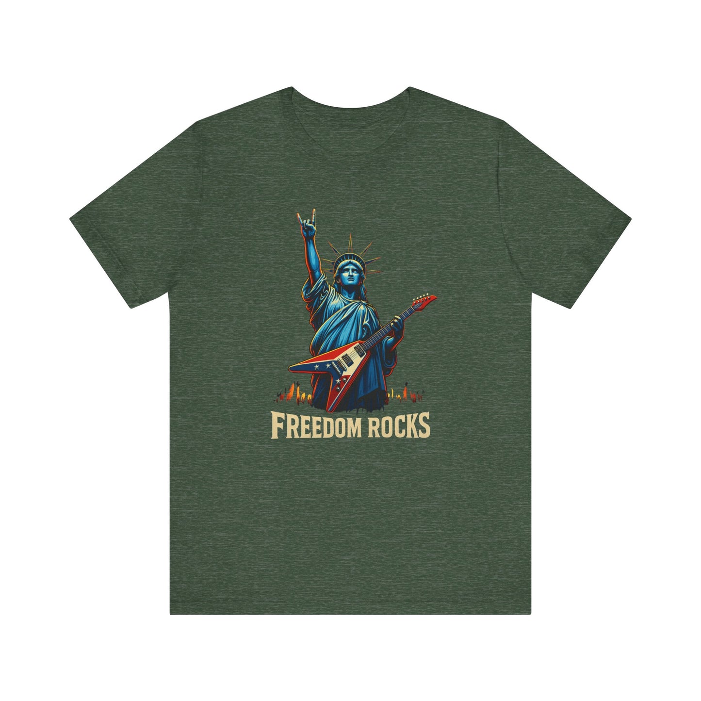 Freedom Rocks™ Statue of Liberty Guitar Tee – USA Patriotic Rock Shirt