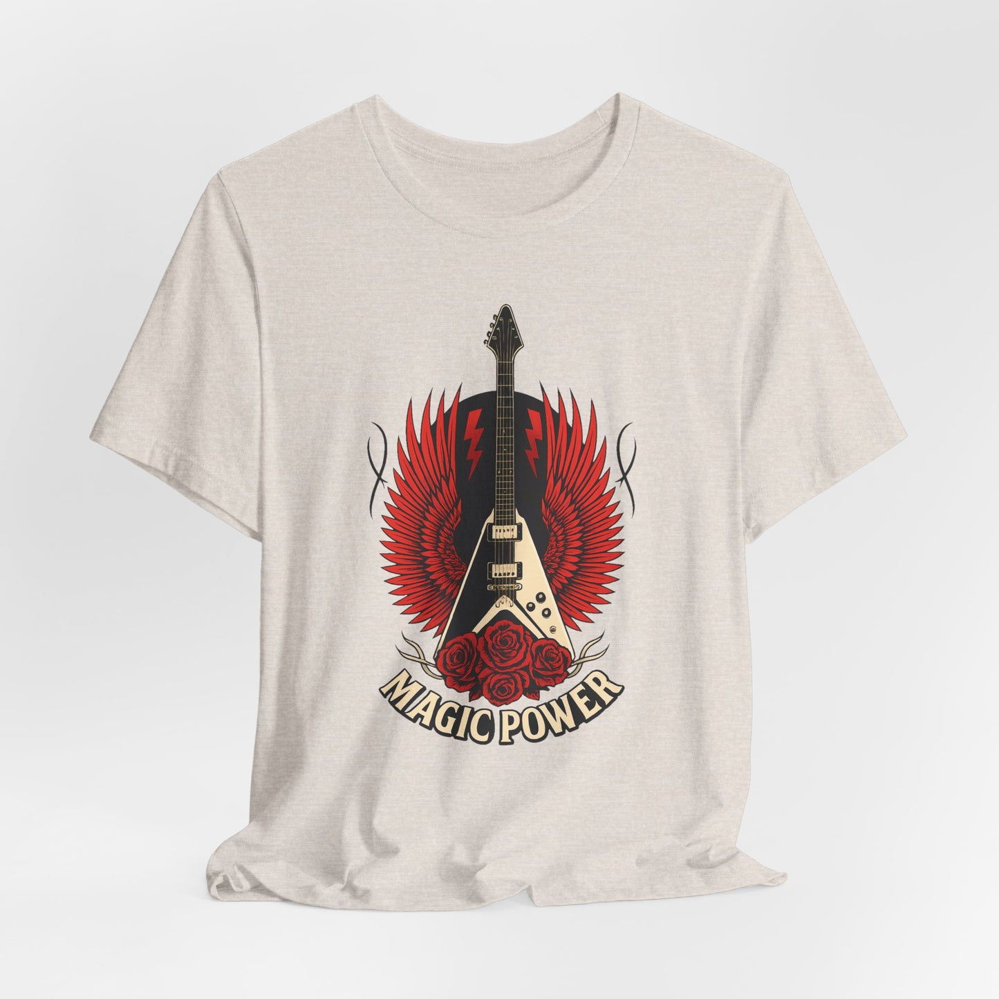 Magic Power Flying V Guitar T-Shirt – Rock Hard, Shred Harder! Soft, Unisex