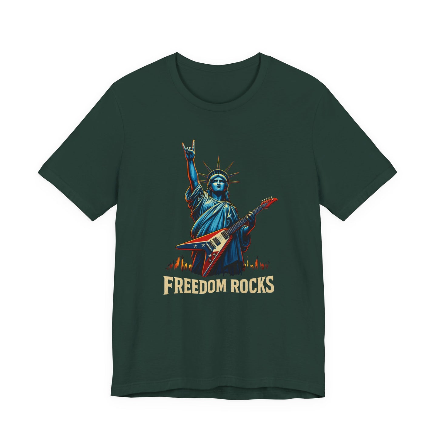 Freedom Rocks™ Statue of Liberty Guitar Tee – USA Patriotic Rock Shirt