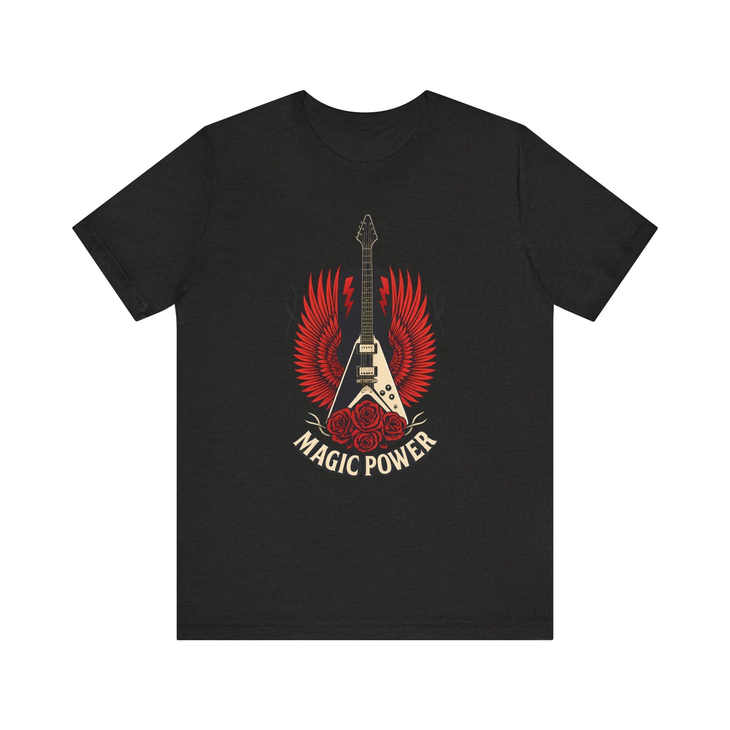 Magic Power Flying V Guitar T-Shirt – Rock Hard, Shred Harder! Soft, Unisex
