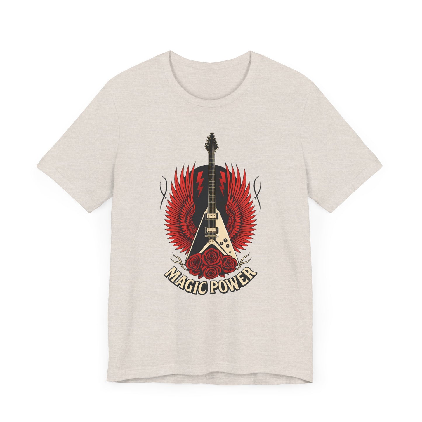 Magic Power Flying V Guitar T-Shirt – Rock Hard, Shred Harder! Soft, Unisex