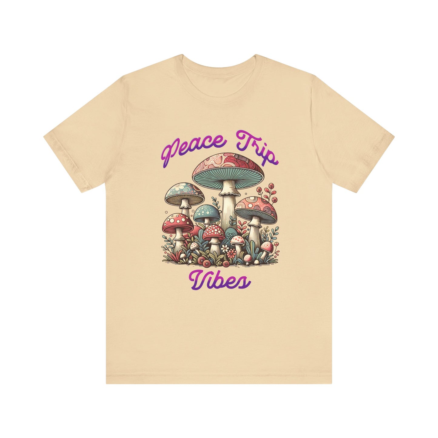 Peace Trip Vibes Unisex Jersey Tee - Retro Mushroom Graphic T-Shirt