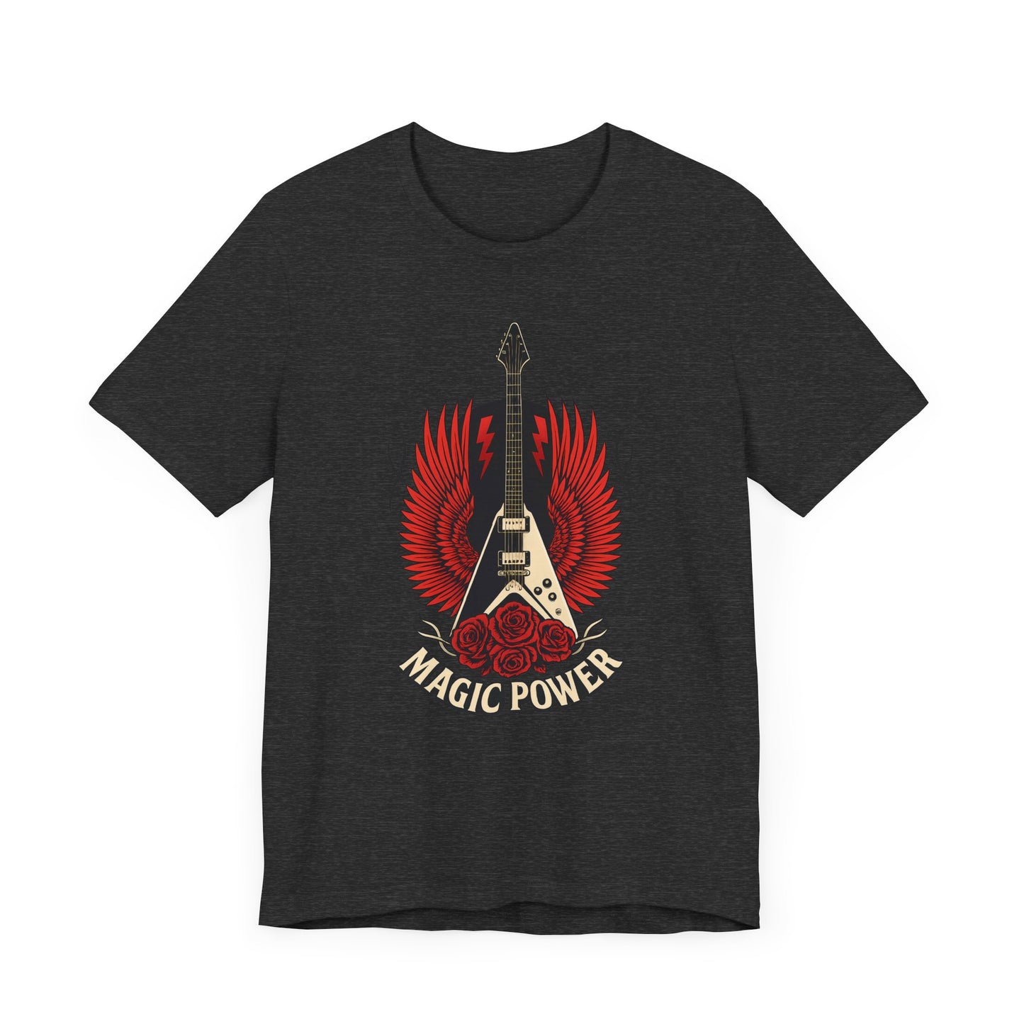Magic Power Flying V Guitar T-Shirt – Rock Hard, Shred Harder! Soft, Unisex