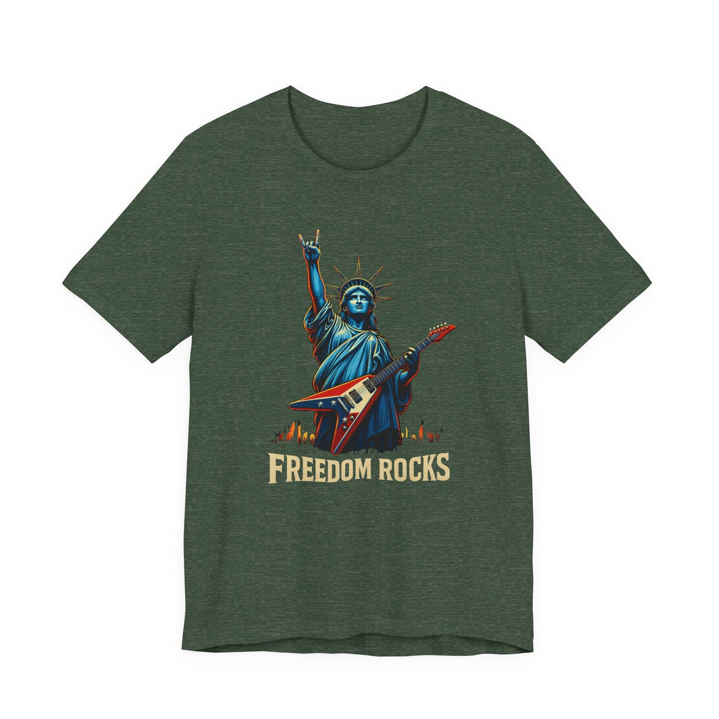 Freedom Rocks™ Statue of Liberty Guitar Tee – USA Patriotic Rock Shirt