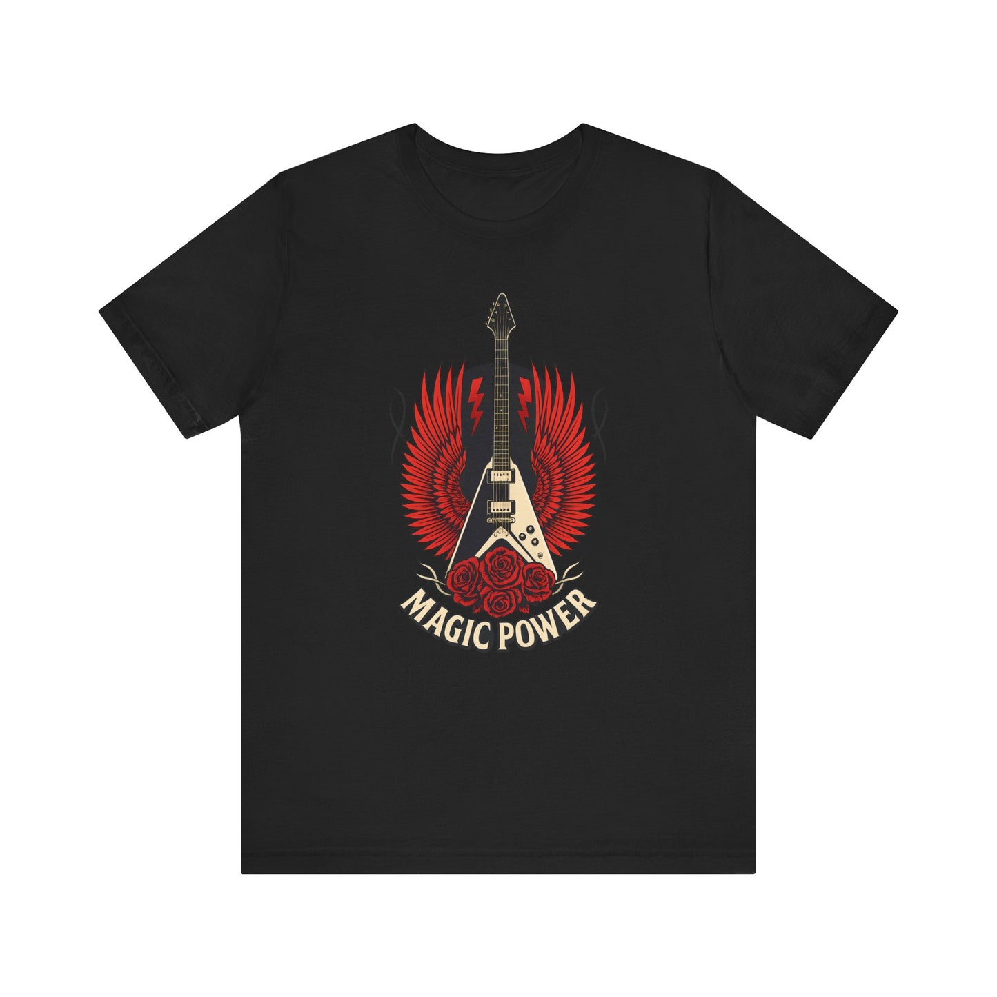 Magic Power Flying V Guitar T-Shirt – Rock Hard, Shred Harder! Soft, Unisex